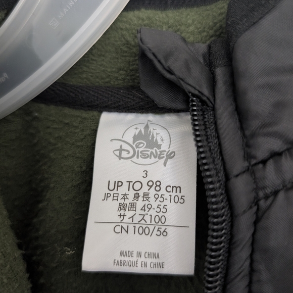 Disney Yoda Star Wars Jacket Sz 3T Lightweight Green/ Black Unisex Fleece Zip up - Picture 4 of 8